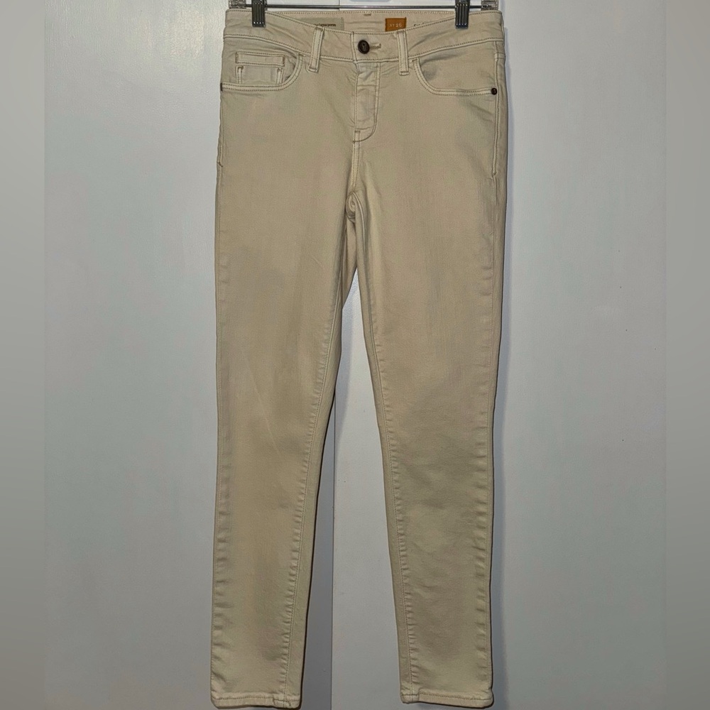 Anthropologie Pilcro Mid Rise Skinny Jeans Cream Ivory Women’s 26